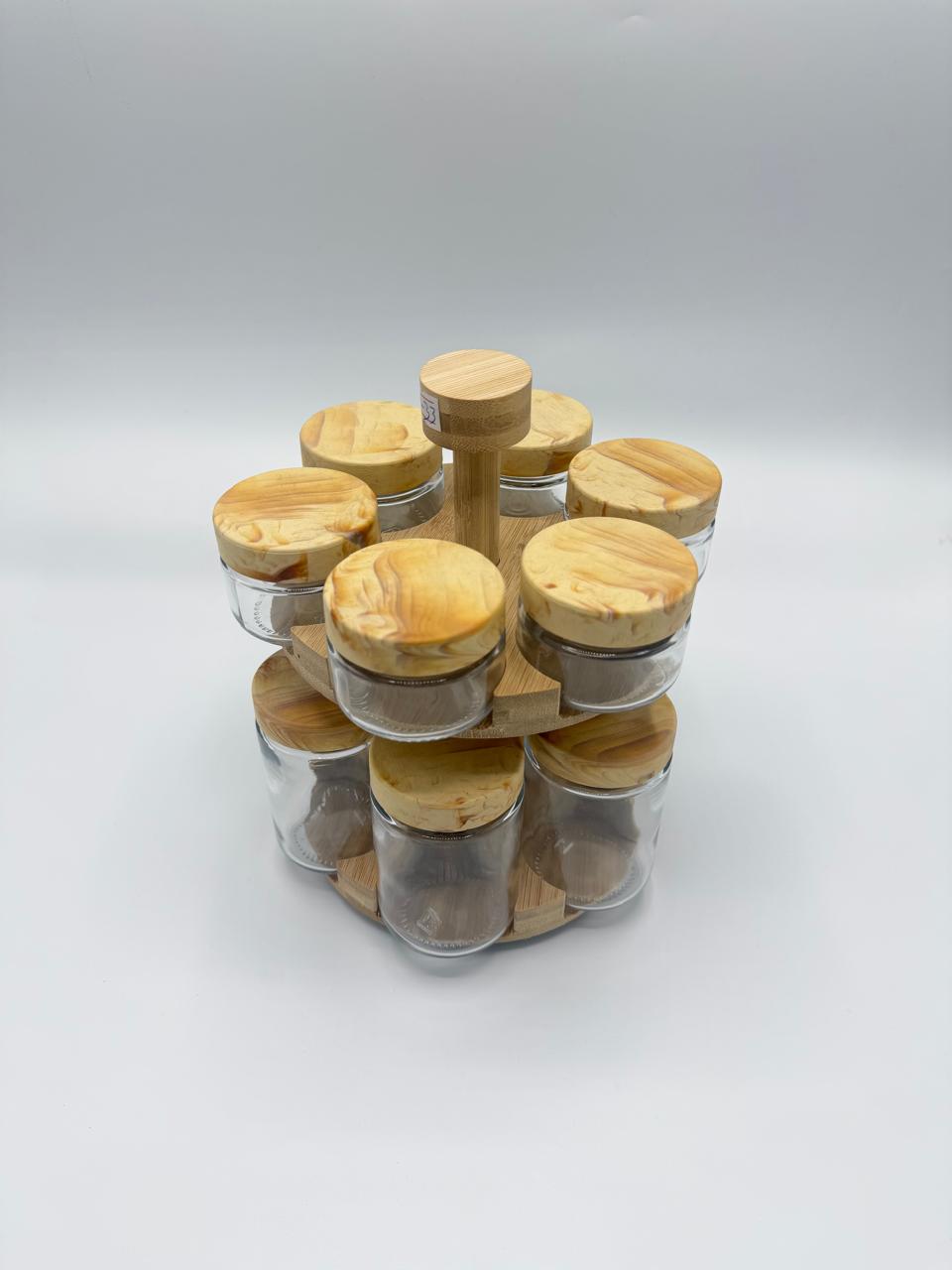 Rotating Bamboo Spice Jar Rack