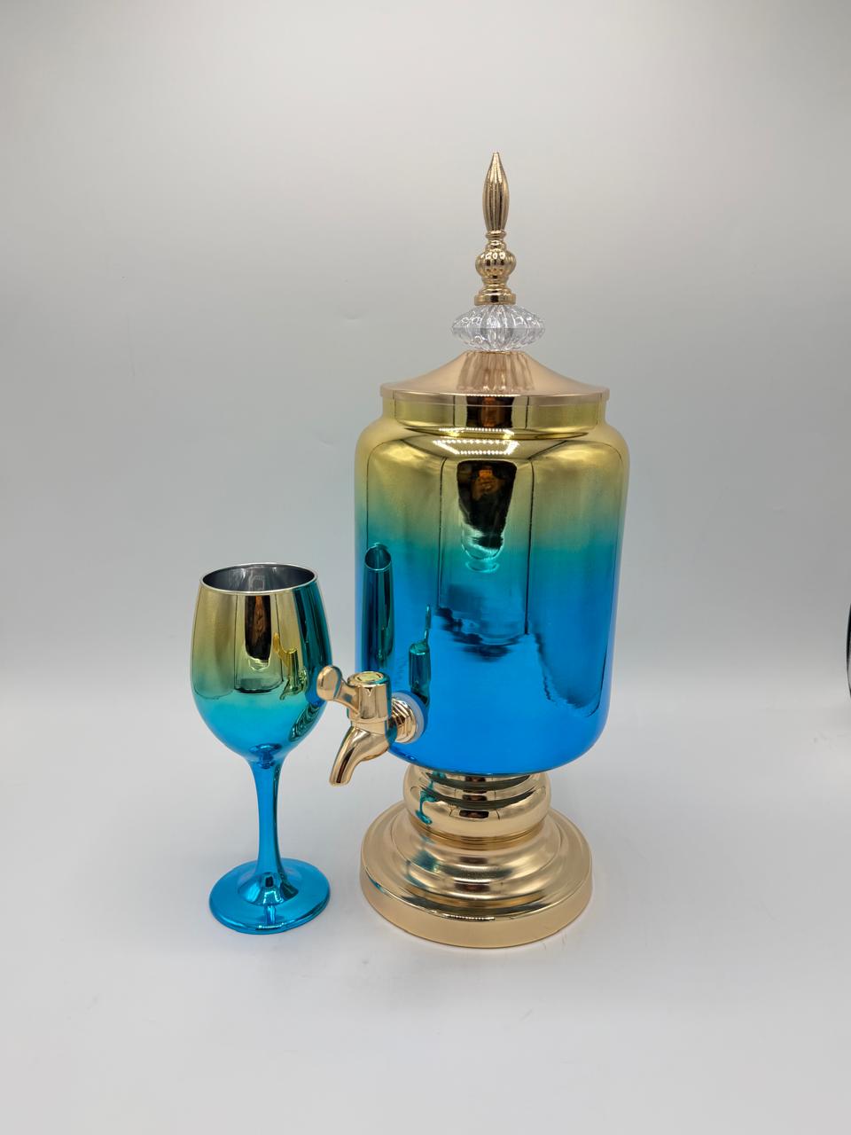 Charming Glass Juice Dispenser Set with 6 Glasses – 17-15