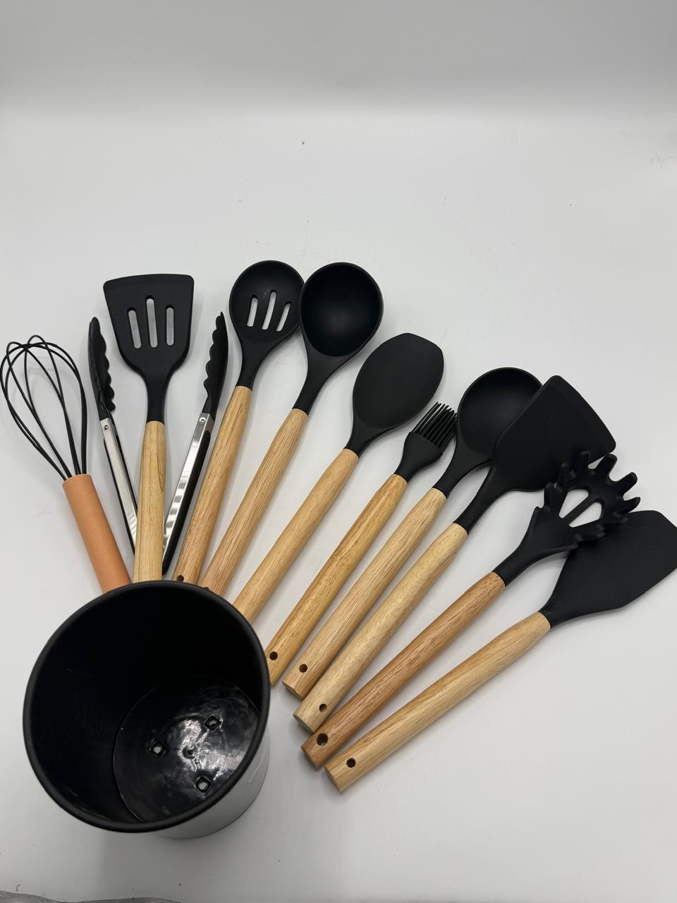 12 PC SET Large Size Silicone Cooking Utensils Set – Heat Resistant Non-Stick Kitchen Tool Set