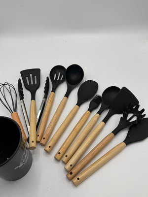 12 PC SET Large Size Silicone Cooking Utensils Set – Heat Resistant Non-Stick Kitchen Tool Set