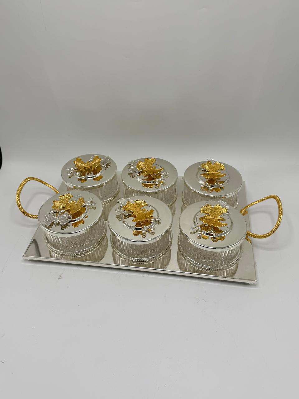 Dry Fruit Serving Tray 6PCS – Multi-Section Snack Box with Cover