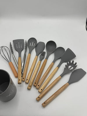 12 PC SET Large Size Silicone Cooking Utensils Set – Heat Resistant Non-Stick Kitchen Tool Set