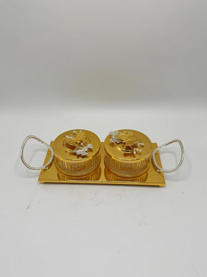 Dry Fruit Serving Tray 2PCS – Double Compartment Snack Box with Cover