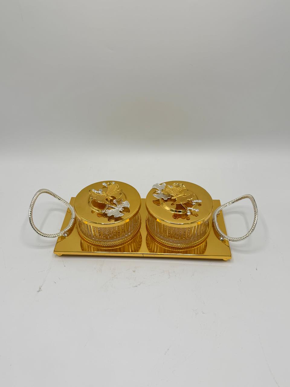 Dry Fruit Serving Tray 2PCS – Double Compartment Snack Box with Cover
