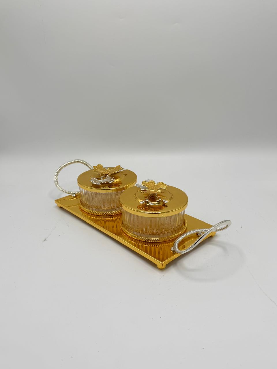 Dry Fruit Serving Tray 2PCS – Double Compartment Snack Box with Cover