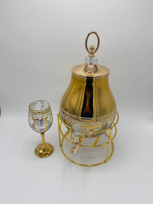 Gold Pear-Shaped Juice Dispenser & Goblet Set (6 Pcs) 17-9