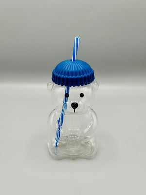 Teddy Bear Glass Sipper with Straw