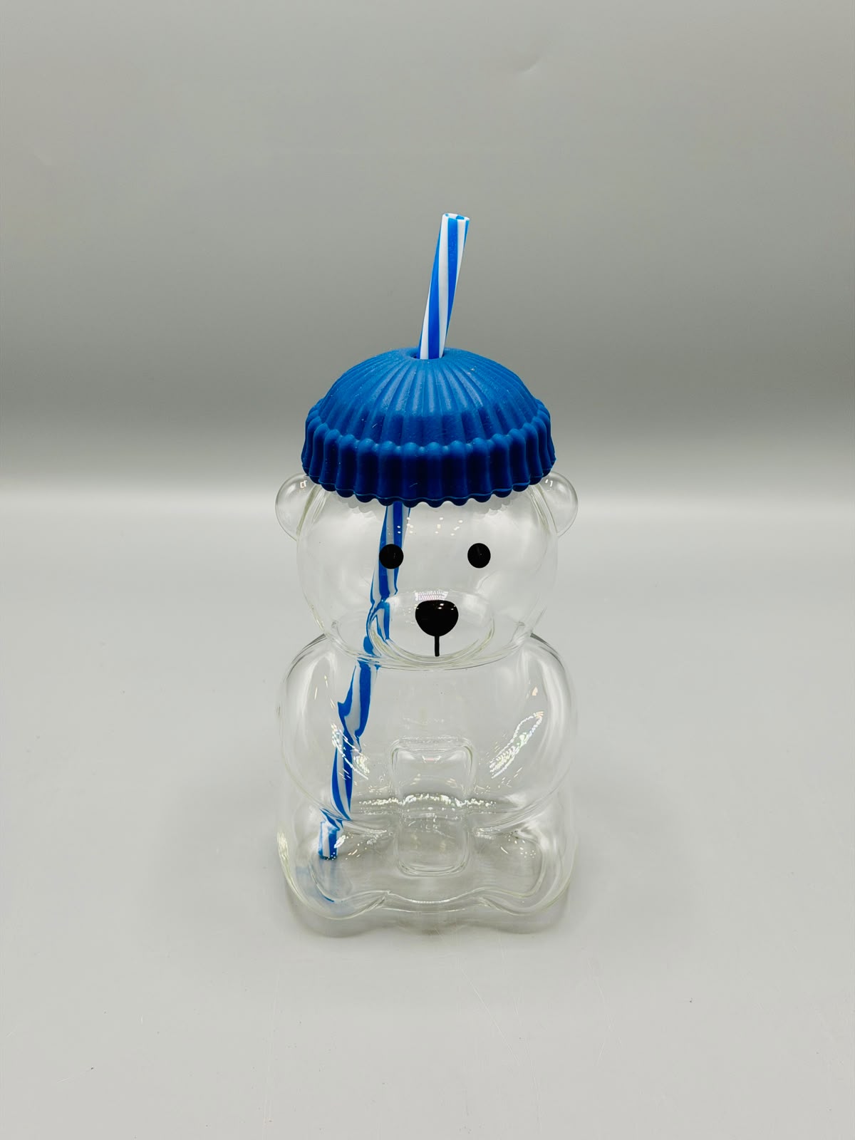 Teddy Bear Glass Sipper with Straw