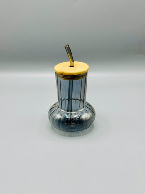 450ml glass sipper with straw and lid