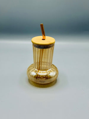 450ml glass sipper with straw and lid