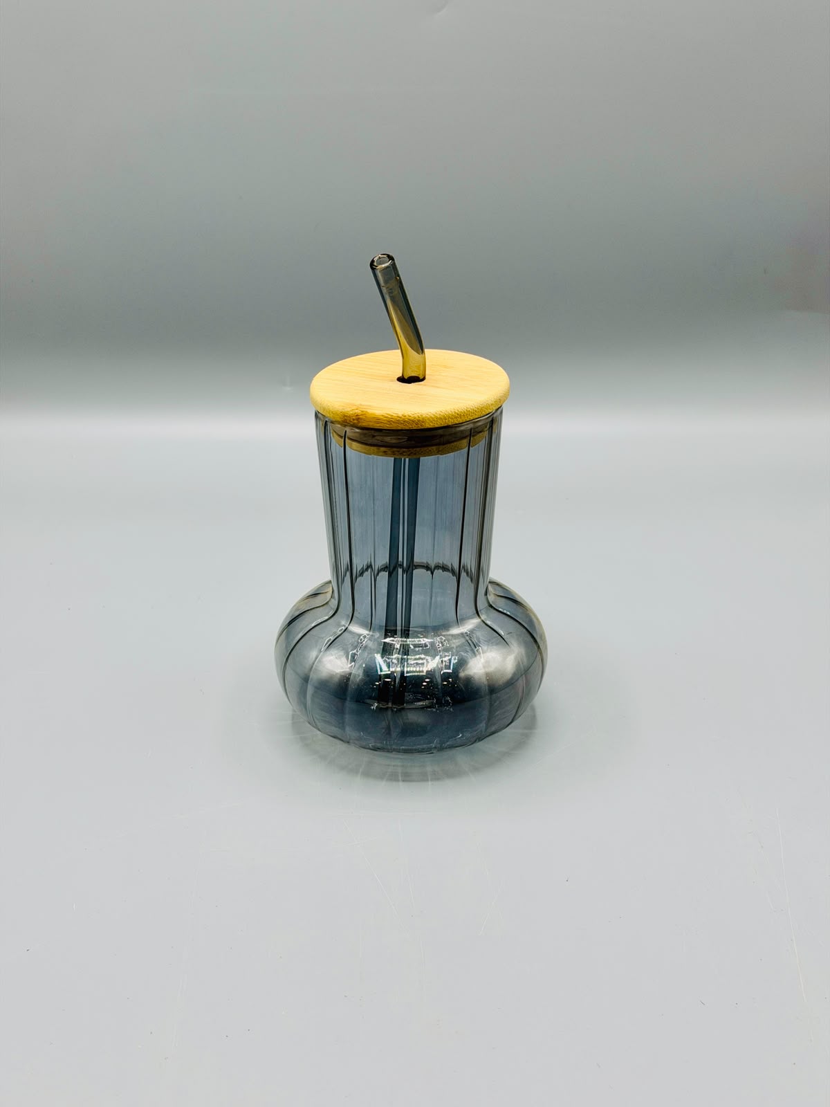 450ml glass sipper with straw and lid