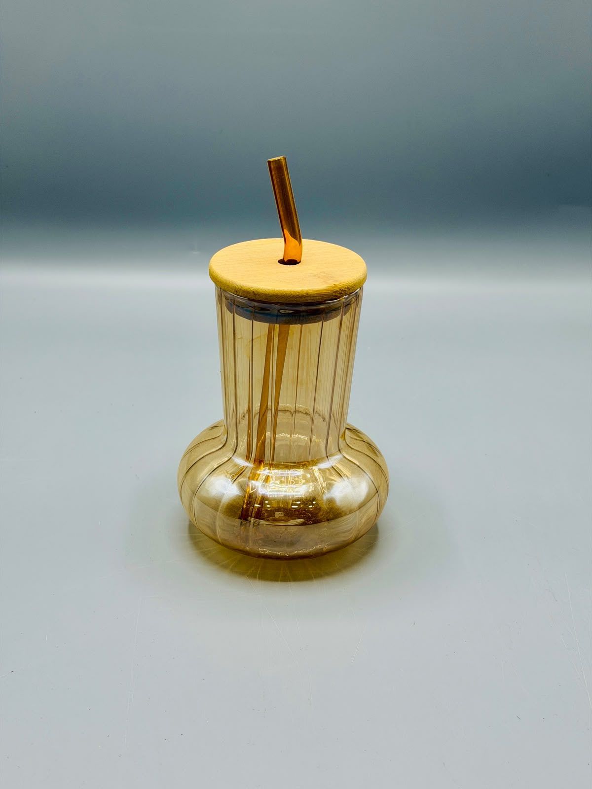 450ml glass sipper with straw and lid