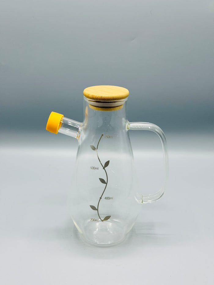 750ml glass oil bottle with bamboo lid