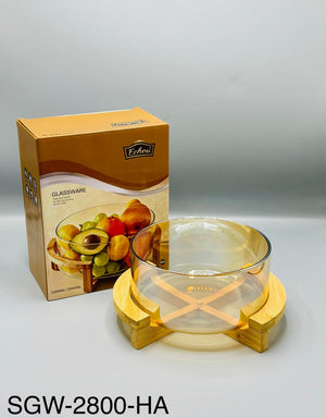 Classy Glass Serving Bowl with Wood Stand (1153)