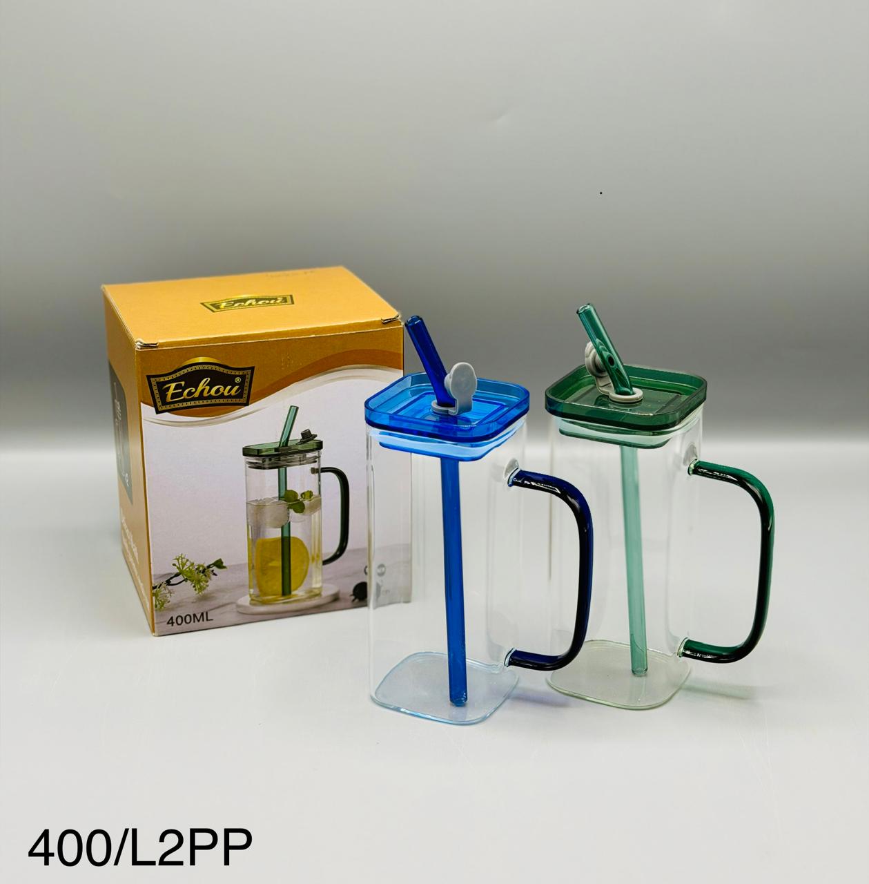Square Glass Sipper Pack of 2