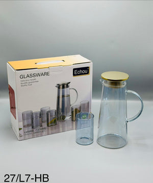 8 Pcs Water Set with Bamboo Tray
