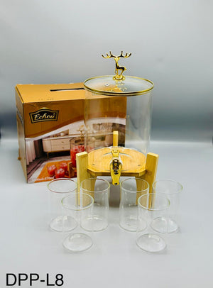 3600ml glass dispenser set with wooden stand clear