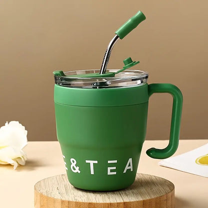 Korean Insulated Coffee Mug with straw