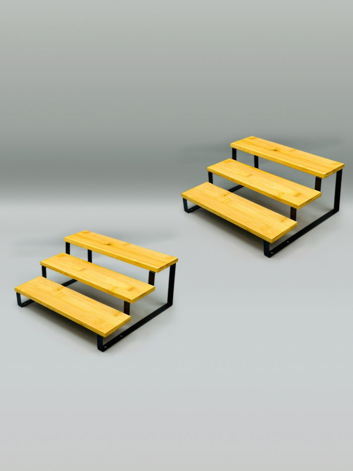 Bamboo step spice rack 2 piece set