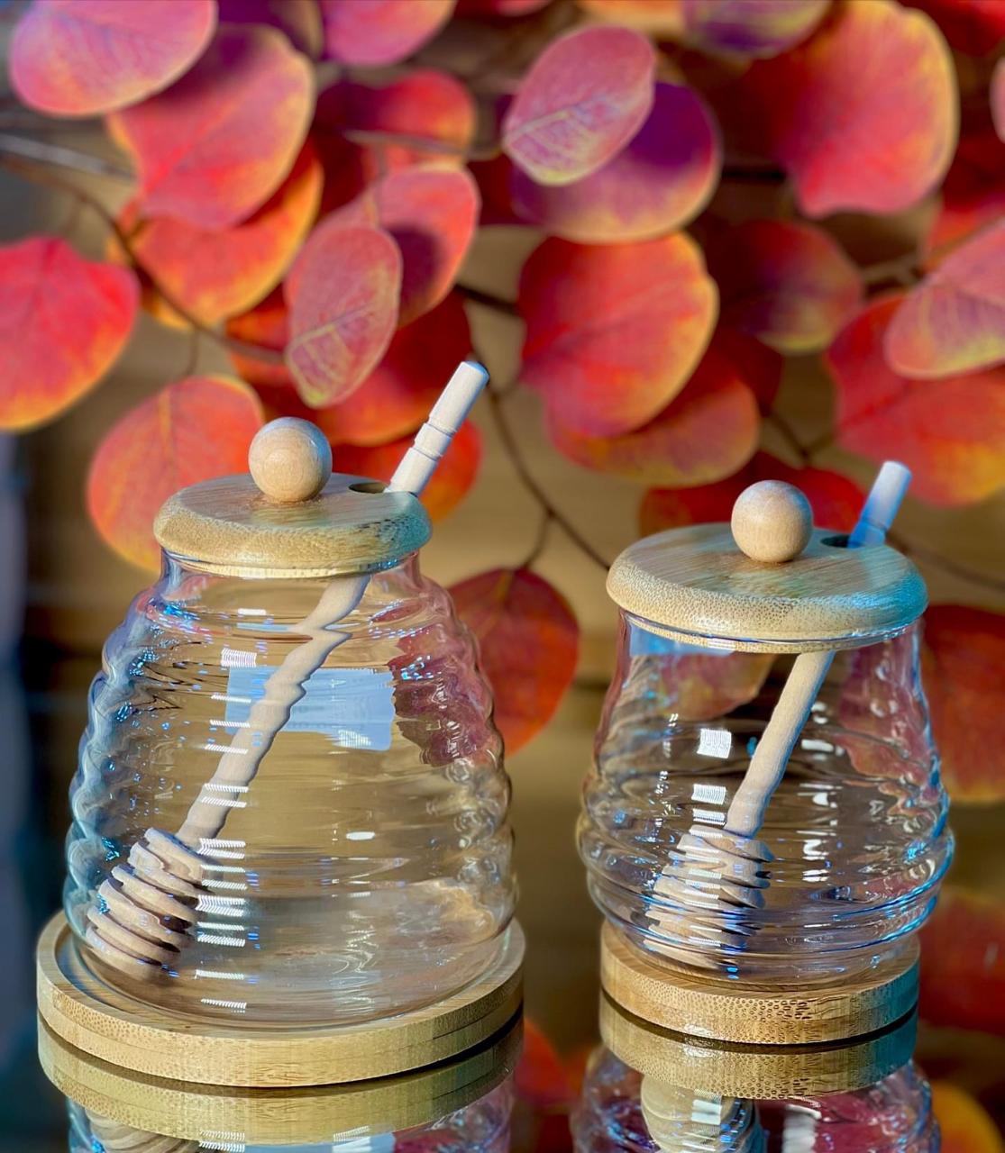 Glass Honey Jar with Bamboo Lid