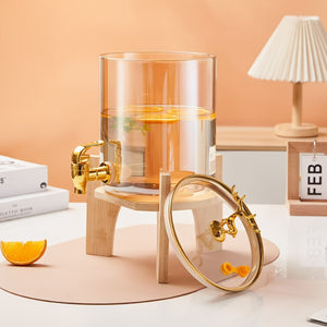GoldenDeer Glass Dispenser with Airtight Lid and Bamboo Stand
