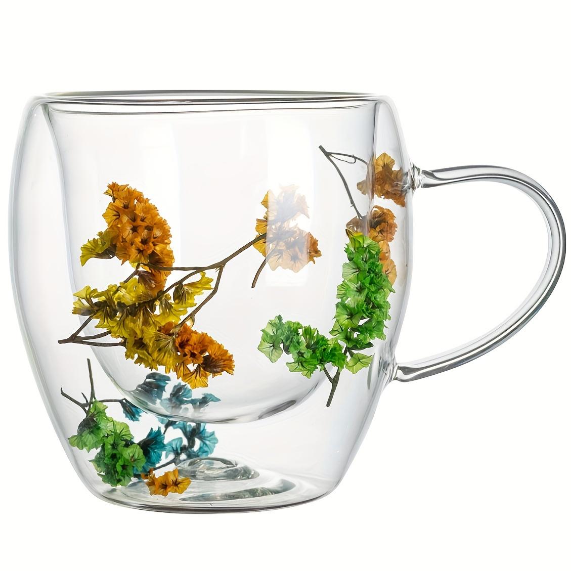 Elegant Flower-Inspired Glass Mug 250ml