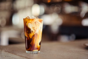 Can Glass Sipper with cold coffee and ice