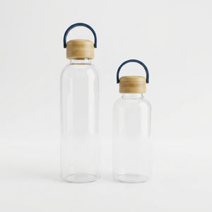 Glass Water Bottle with Wooden Cap – 500ML 750ML 1 Litre Leakproof Drinking Bottle