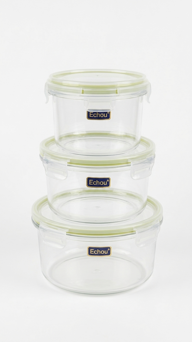 Glass Food Storage Containers (8-8) – 3-Piece Airtight Round Meal Prep Set