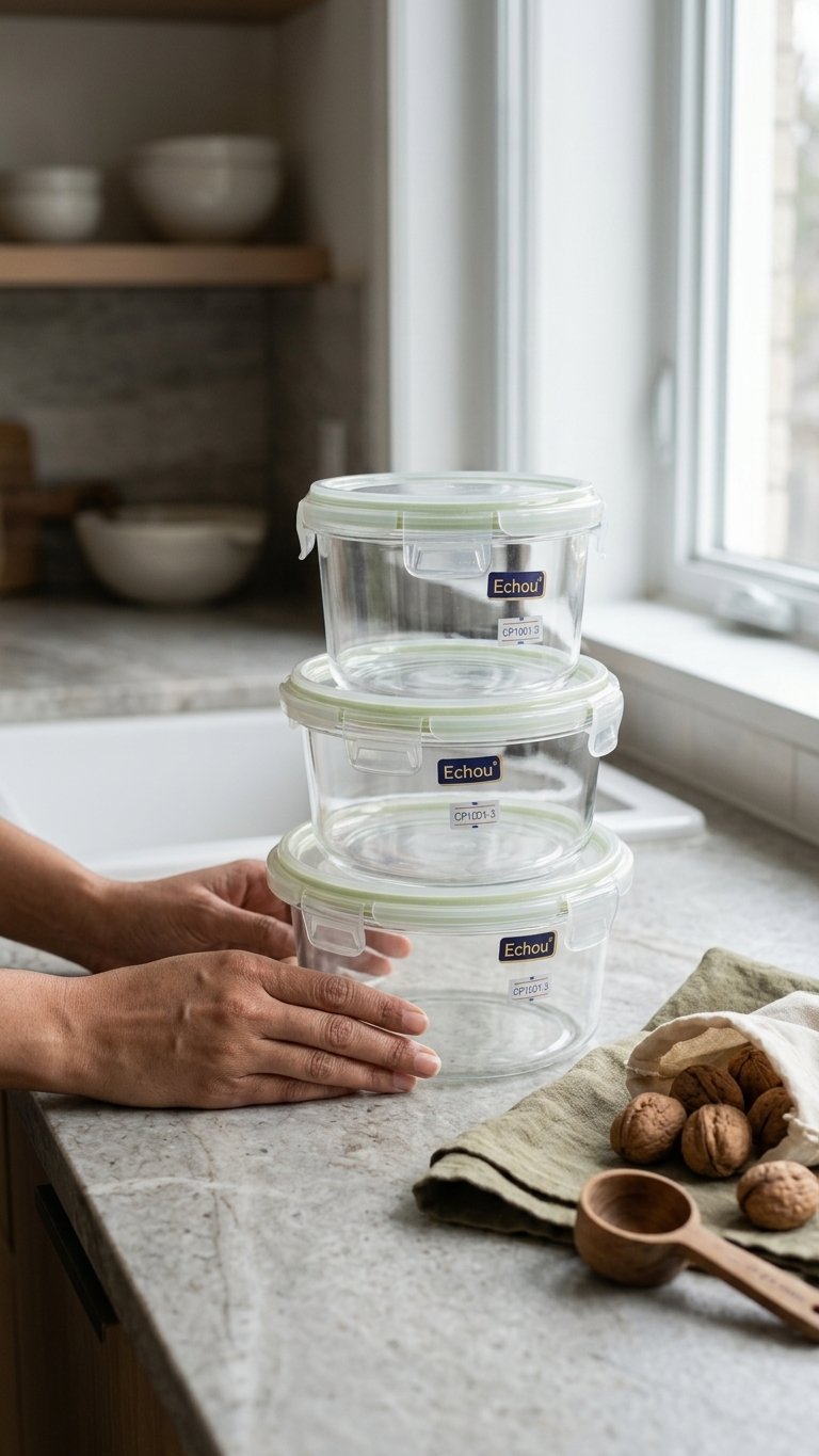 Glass Food Storage Containers (8-8) – 3-Piece Airtight Round Meal Prep Set