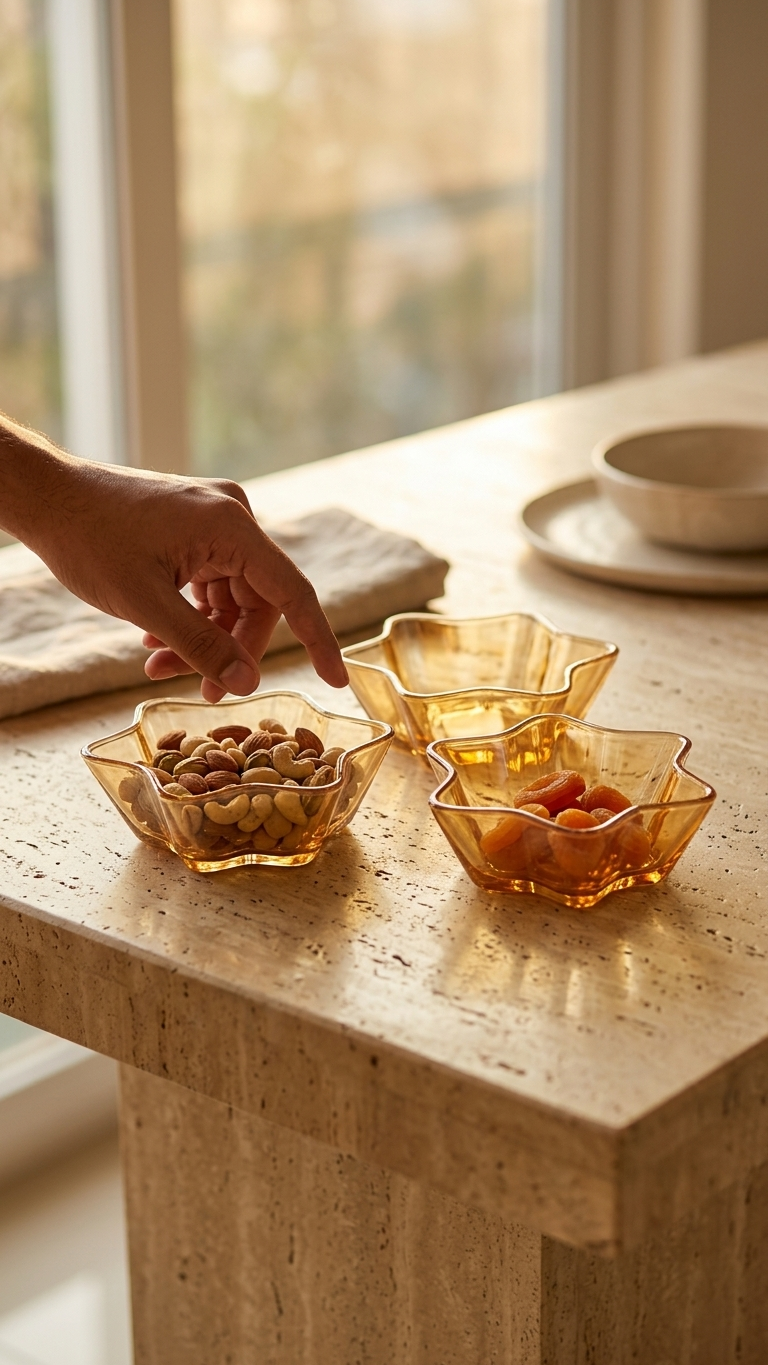 Amber Glass Dessert Bowls (8-5) – 6-Piece Star-Shaped Fruit & Ice Cream Dishes