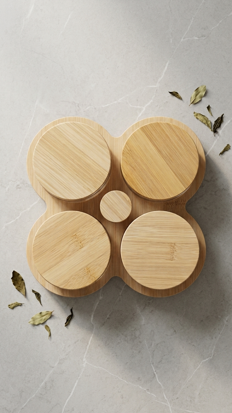 Glass Snack Bowl Set (8-11) – 4-Grid Divided Serving Tray with Bamboo Stand & Lids
