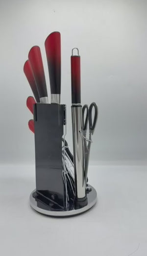 Rotating Stand Kitchen Knife Set (8-Piece)