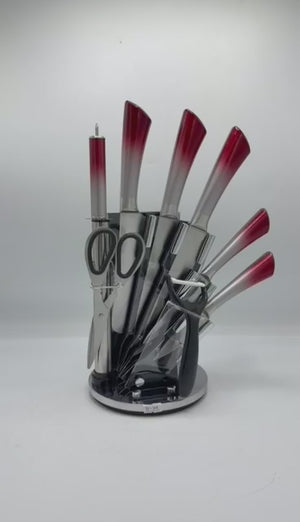 8-Piece Kitchen Knife Set with Rotating Stand