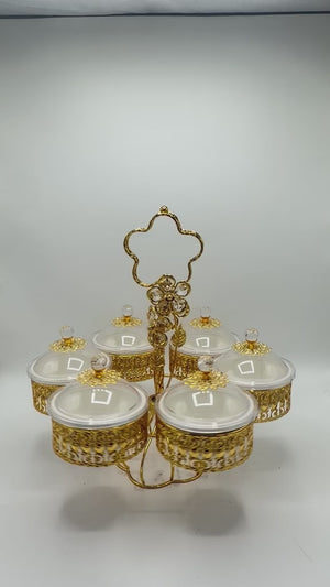 Rotating Gold 6-Piece Dry Fruit Bowl Set