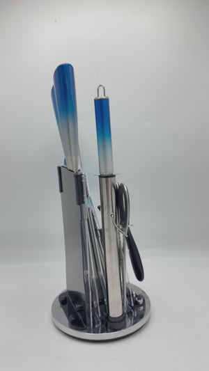 8-Piece Kitchen Knife Set with Rotating Stand