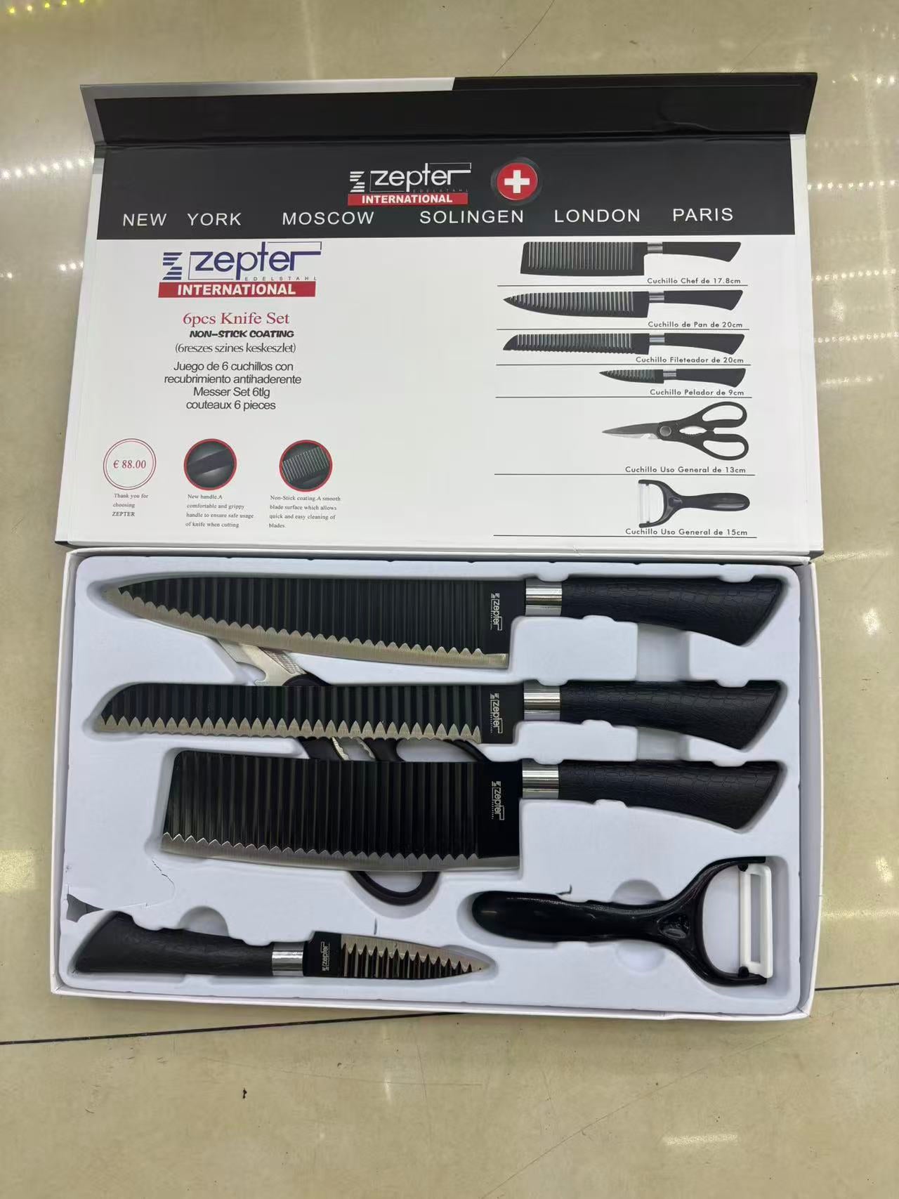 6PCS Kitchen Knife Set – Stainless Steel Knives with Storage Stand