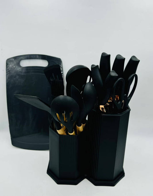 Knife Set with Silicone Utensil Set – Complete Kitchen Knife & Tool Kit