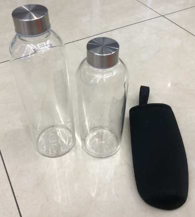 Glass Water Bottle with Protective Cover – 500ML, 750ML & 1 Litre Leakproof Drinking Bottle