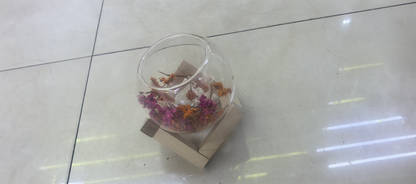 Double Wall Glass Flower Mug – Insulated Tea & Coffee Cup with Floral Design