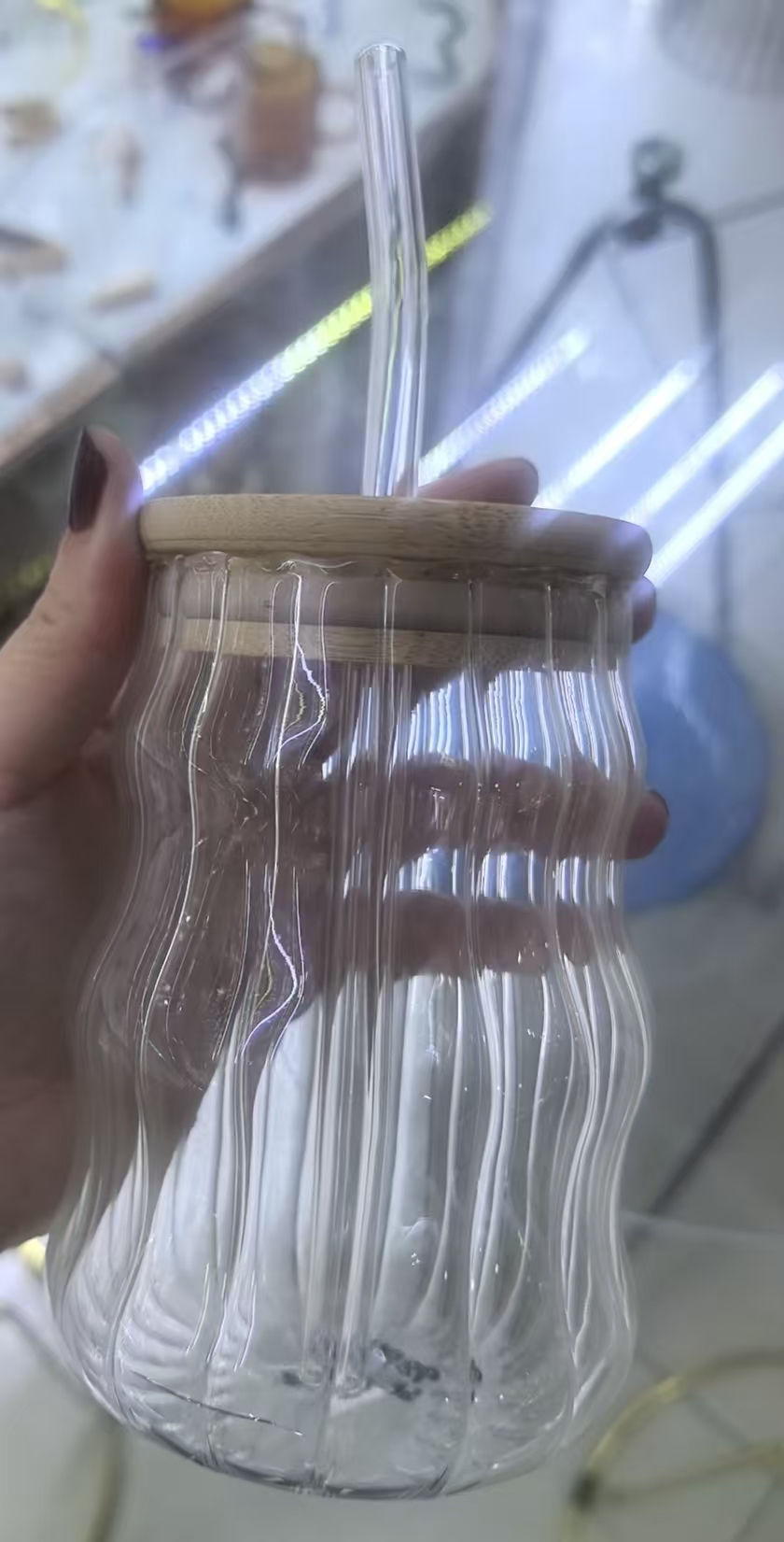 Glass Sipper  with Straw – Reusable Drinking Glass for Juice & Cold Drinks