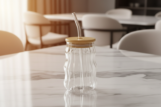 Glass Sipper  with Straw – Reusable Drinking Glass for Juice & Cold Drinks
