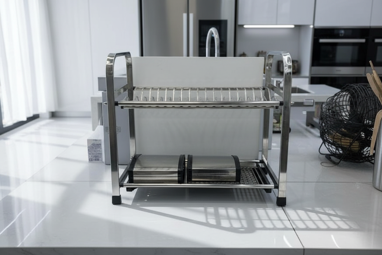 2 Tier Plate Rack – Kitchen Dish Drying & Storage Organizer