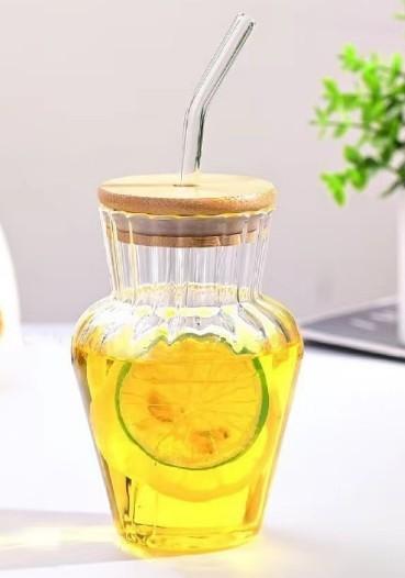 450ML Drinking Glass Sipper – Modern Reusable SIPPER with Straw & Lid