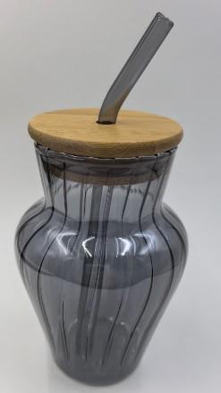 450ML Drinking Glass Sipper – Modern Reusable SIPPER with Straw & Lid