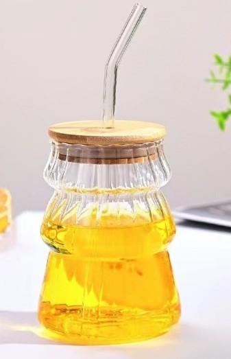 Glass Sipper 450ML – Premium Drinking Glass with Lid & Straw