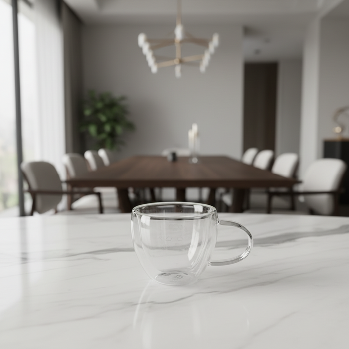 Double Wall Glass Mug 250ML – Heat Resistant Tea & Coffee Cup
