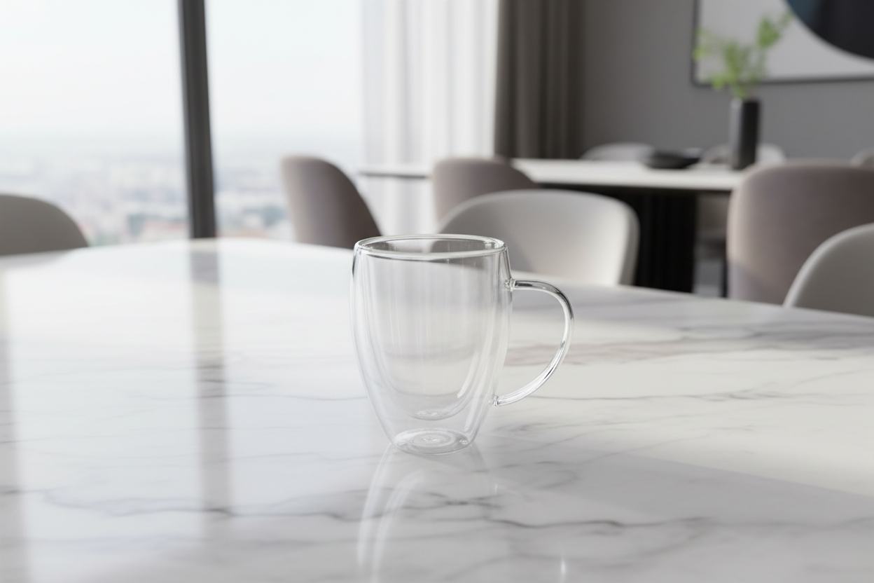 Double Wall Glass Mug 350ML – Heat Resistant Tea & Coffee Cup