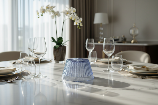 Blue Glass Fruit Bowl Set 7PCS – Elegant Serving Set for Fruits, Desserts & Snacks