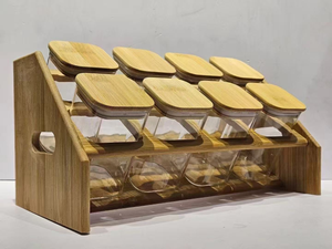 Square Spice Rack Set 8PCS – Modern Masala Jar Organizer with Storage Stand